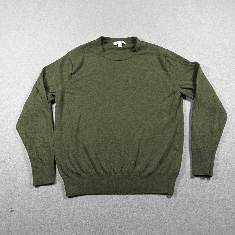 Banana Republic Sweater Men Large Crew Neck Olive Green Extra Fine Merino Preppy